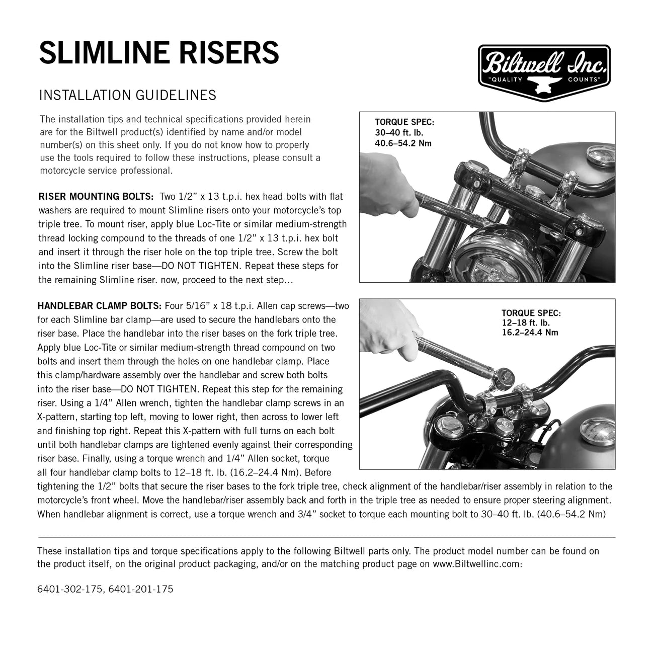 Biltwell Slimline Risers - 1”